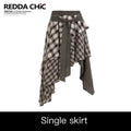 REDDACHIC_Vintage_Brown_Plaid_Asymmetrical_Patchwork_Ruffle_Tiered_Women'S_Maxi_Skirts_MISSTT