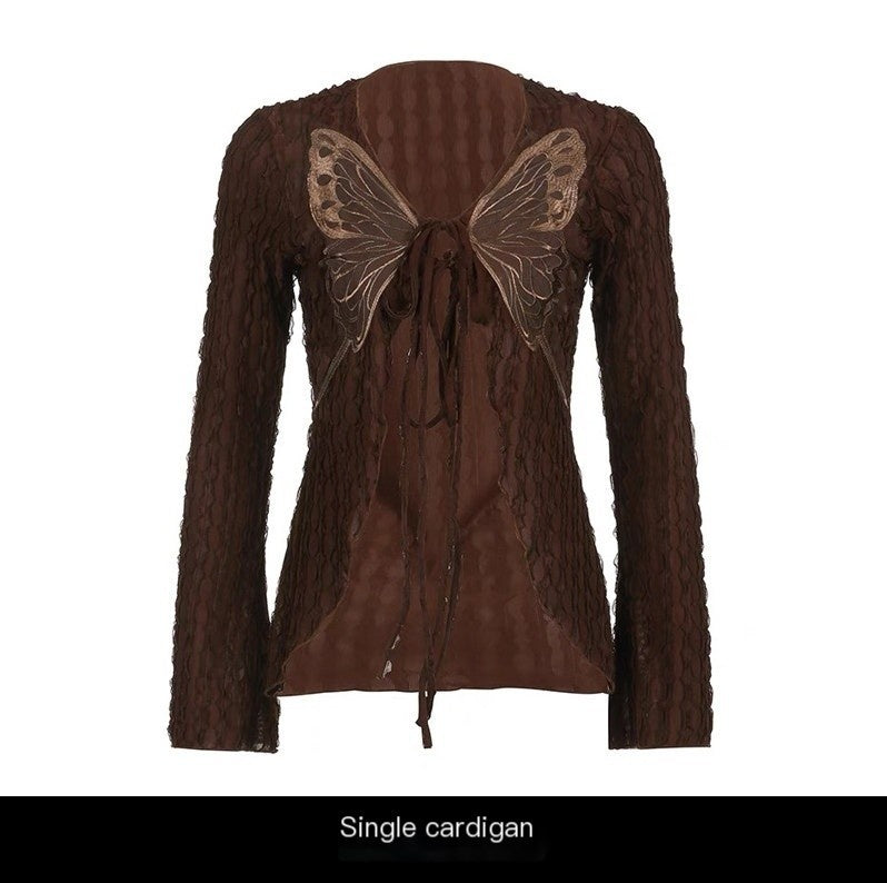 REDDACHIC_Vintage_Butterfly_Applique_Tie_Slim_Long_Sleeve_Women'S_Mesh_Cardigans_MISSTT