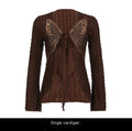 REDDACHIC_Vintage_Butterfly_Applique_Tie_Slim_Long_Sleeve_Women'S_Mesh_Cardigans_MISSTT