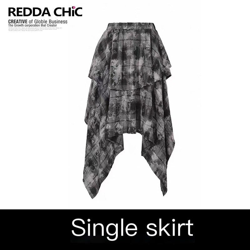 REDDACHIC_Vintage_Dark_Plaid_Ruffle_Asymmetric_Tie_Dye_Women'S_Maxi_Skirts_MISSTT