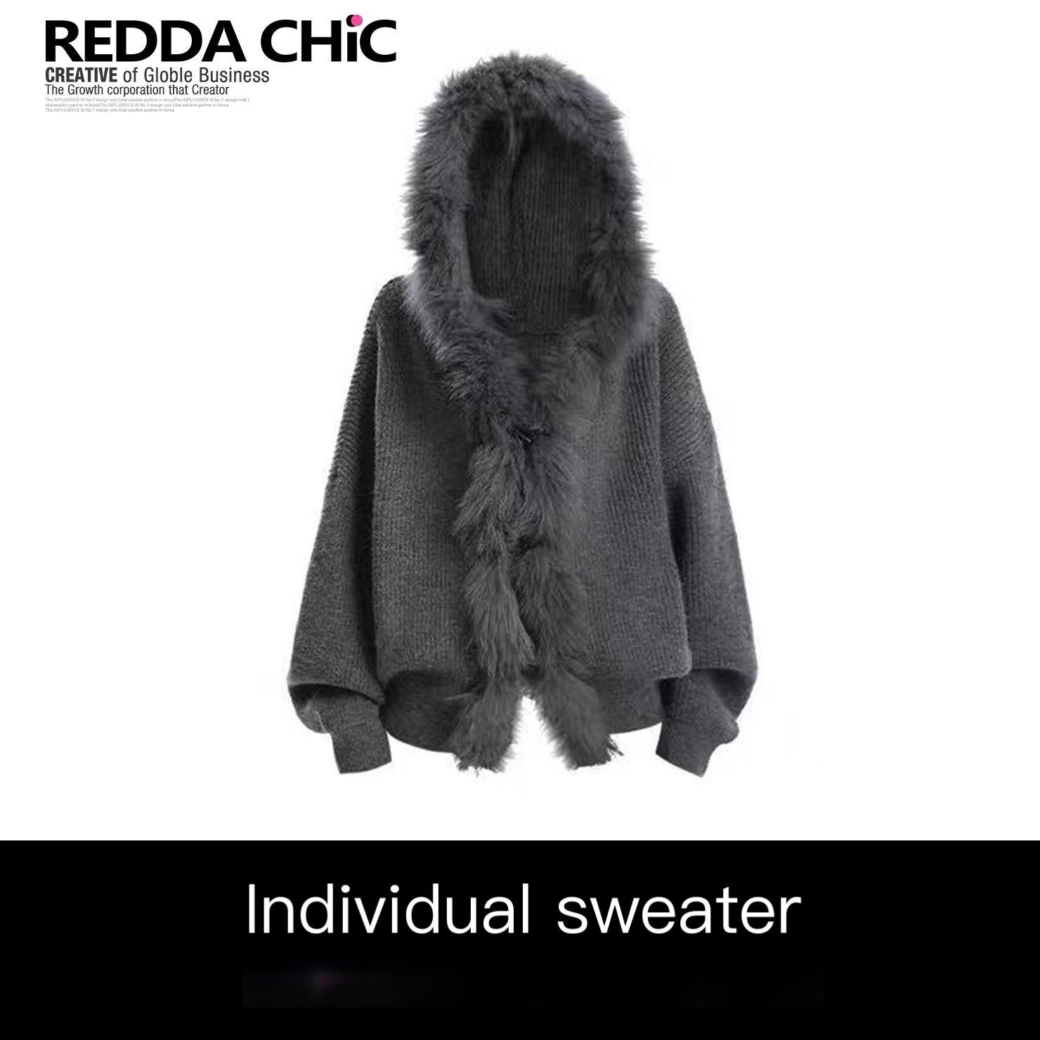 REDDACHIC_Vintage_Gray_Fur_Trim_Hooded_Loose_Women'S_Knitted_Cardigans_MISSTT