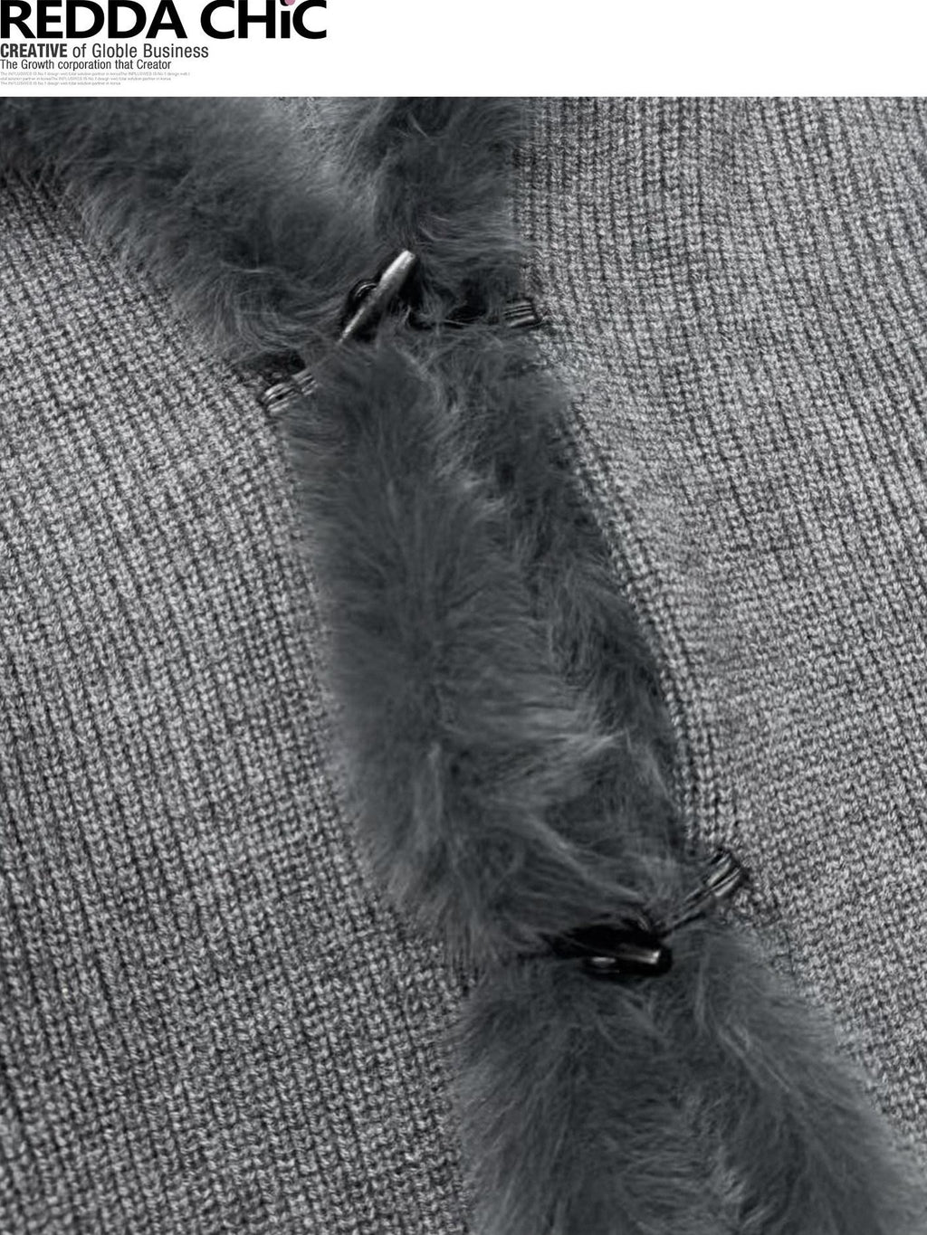REDDACHIC Vintage Gray Fur Trim Hooded Loose Women'S Knitted Cardigans
