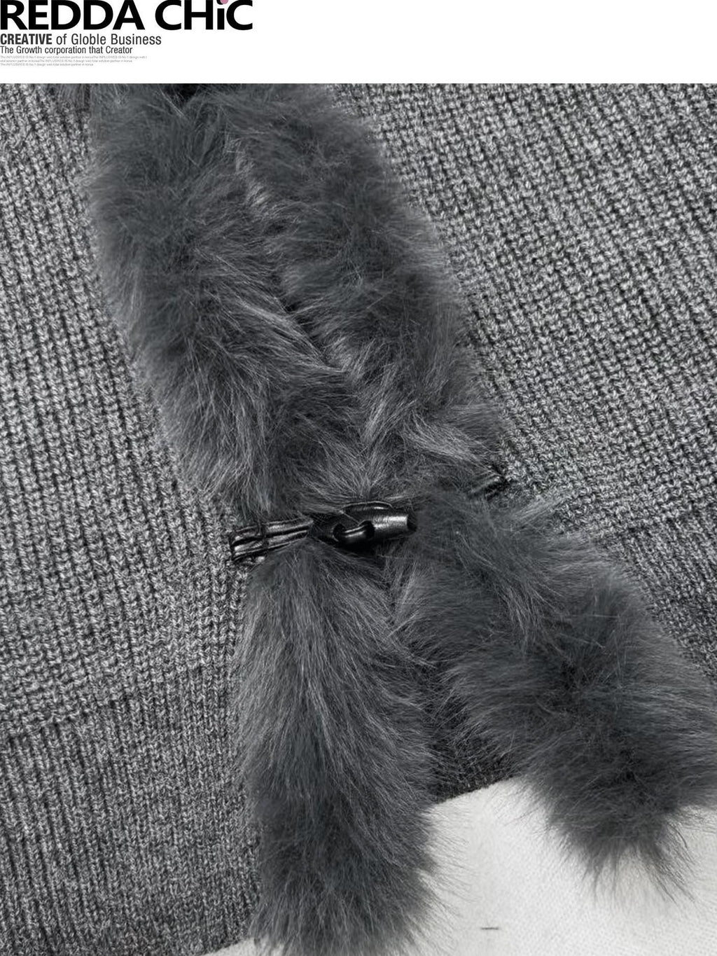 REDDACHIC Vintage Gray Fur Trim Hooded Loose Women'S Knitted Cardigans