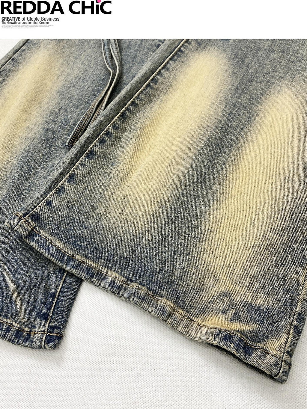 REDDACHIC Vintage Ombre Slim Fit Cargo Multi Pocket Women'S Denim Flare Jeans