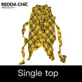 REDDACHIC_Vintage_Plaid_Asymmetrical_Ruffle_Lapel_Women'S_Cotton_Sleeveless_Blouses_MISSTT
