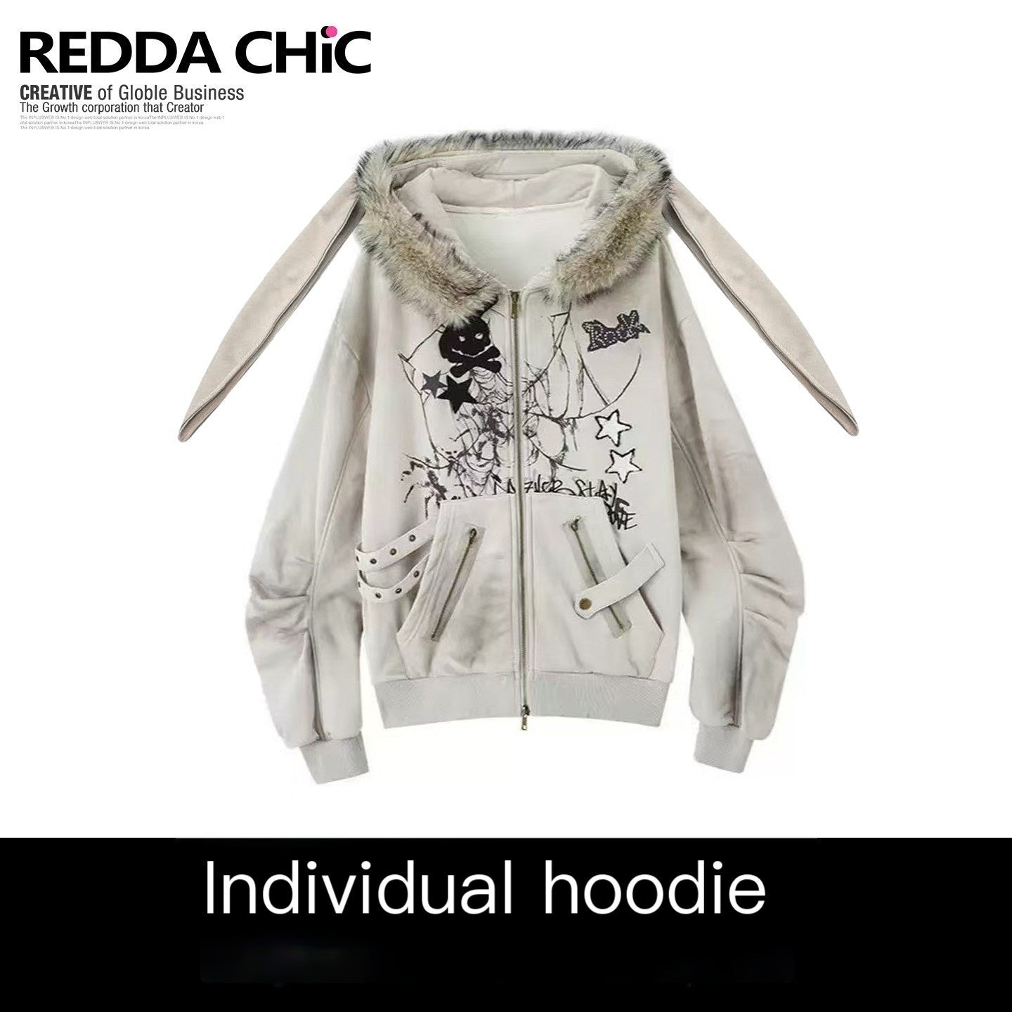 REDDACHIC_Vintage_Print_Detachable_Rabbit_Ear_Fur_Collar_Zip_Hooded_Women'S_Fleece_Hoodies_MISSTT