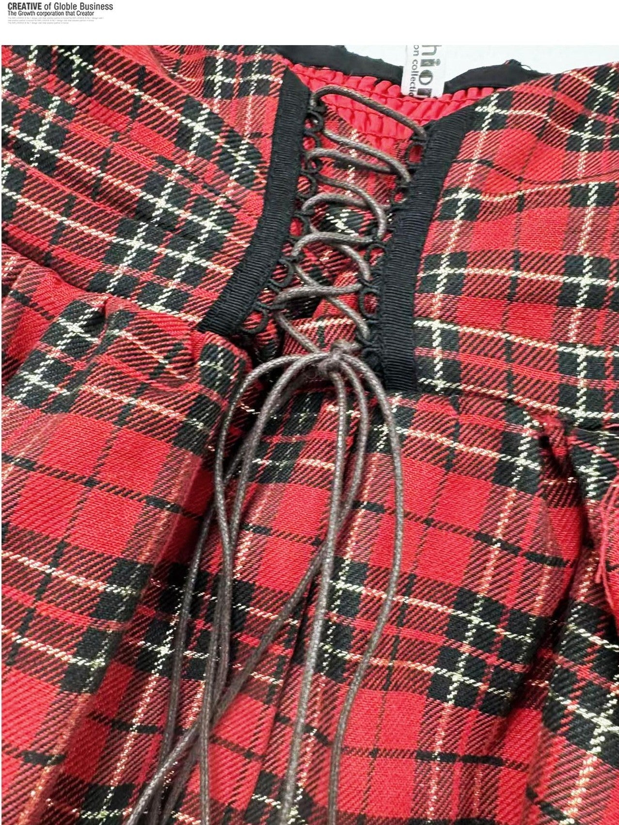 REDDACHIC Vintage Red Plaid Petite Cami Bubble Women'S Polyester Slip Mini Dresses