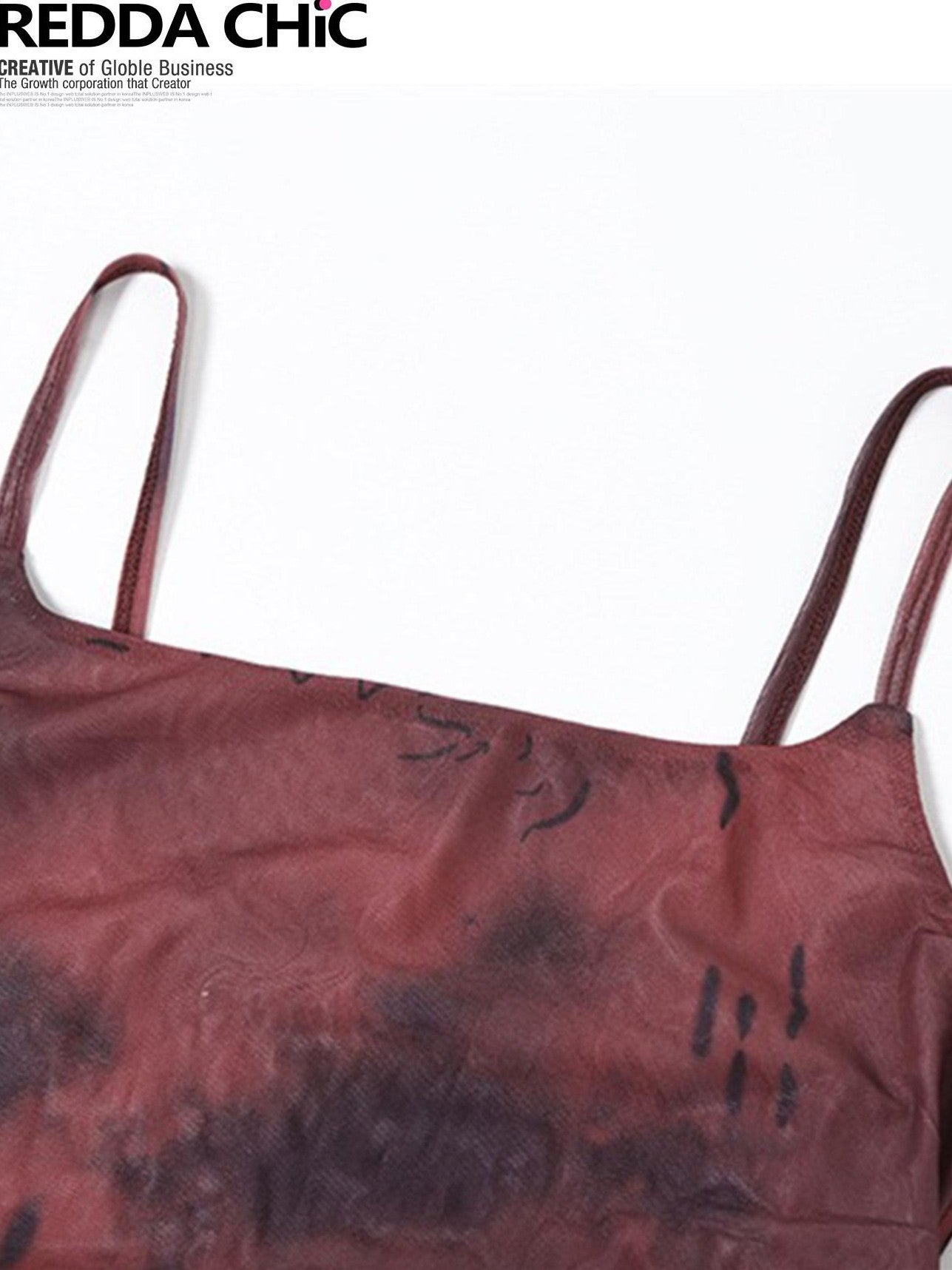 REDDACHIC Vintage Red Tie Dye Asymmetric Ruffle Waist Women'S Mesh Slip Mini Dresses