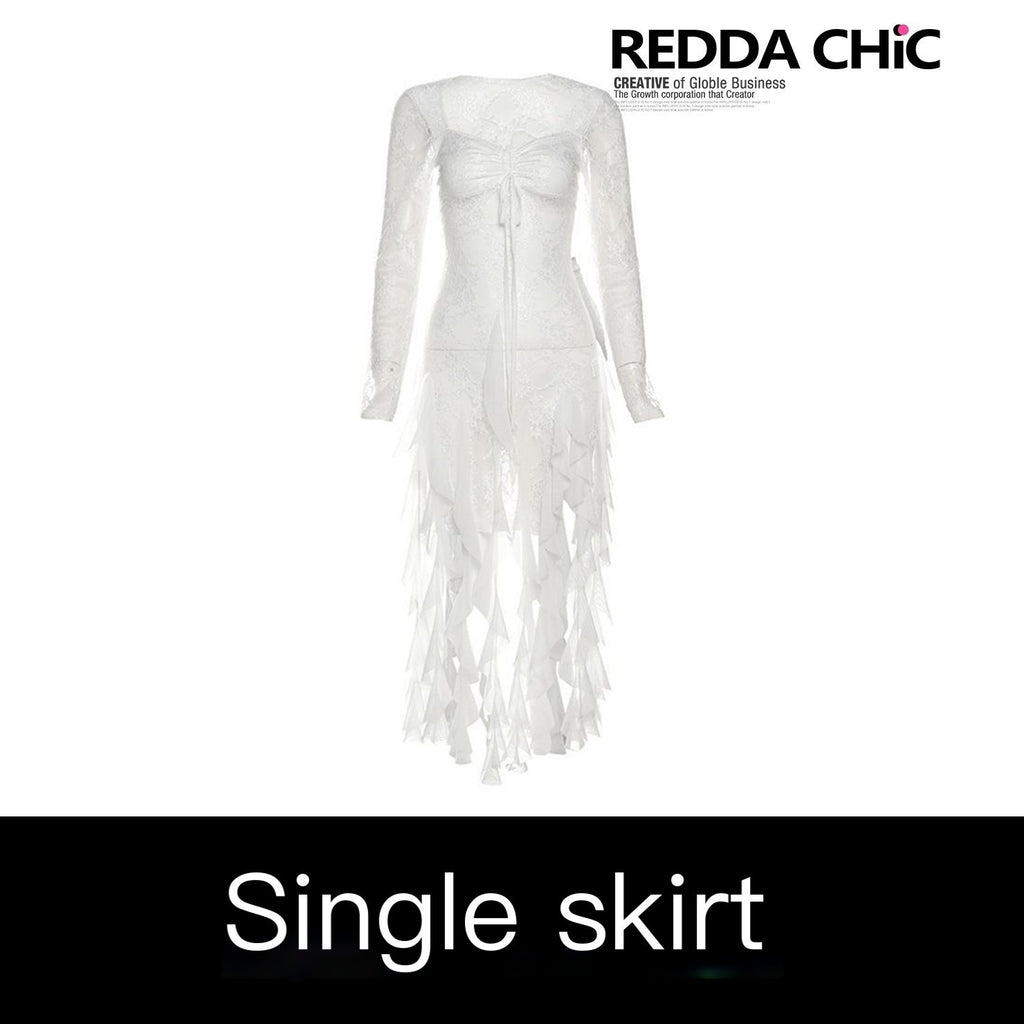 REDDACHIC_Vintage_Sheer_V-neck_Ruffle_Irregular_Hem_Women'S_Composite_Lace_Midi_Dresses_MISSTT