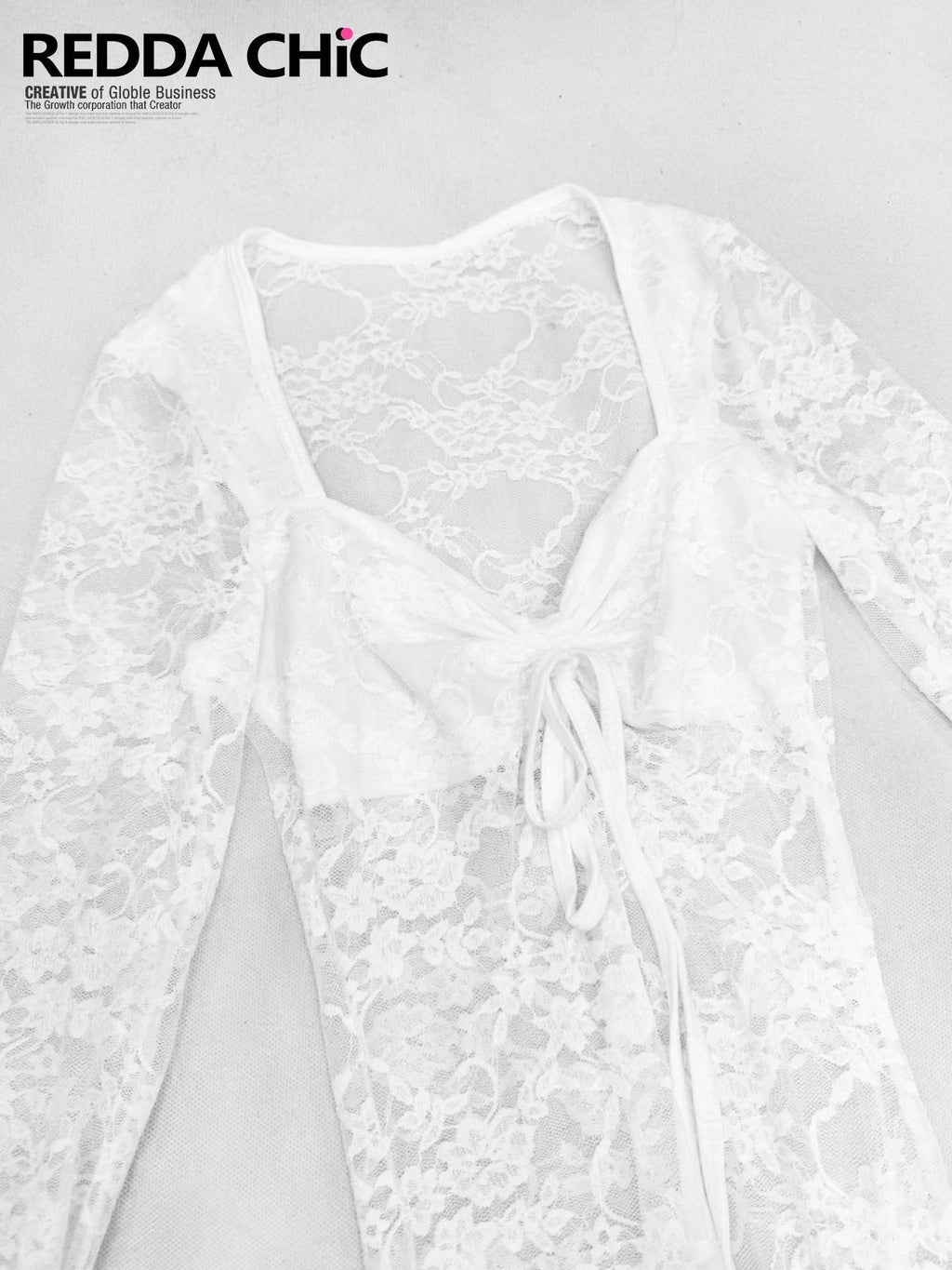 REDDACHIC Vintage Sheer V-neck Ruffle Irregular Hem Women'S Composite Lace Midi Dresses
