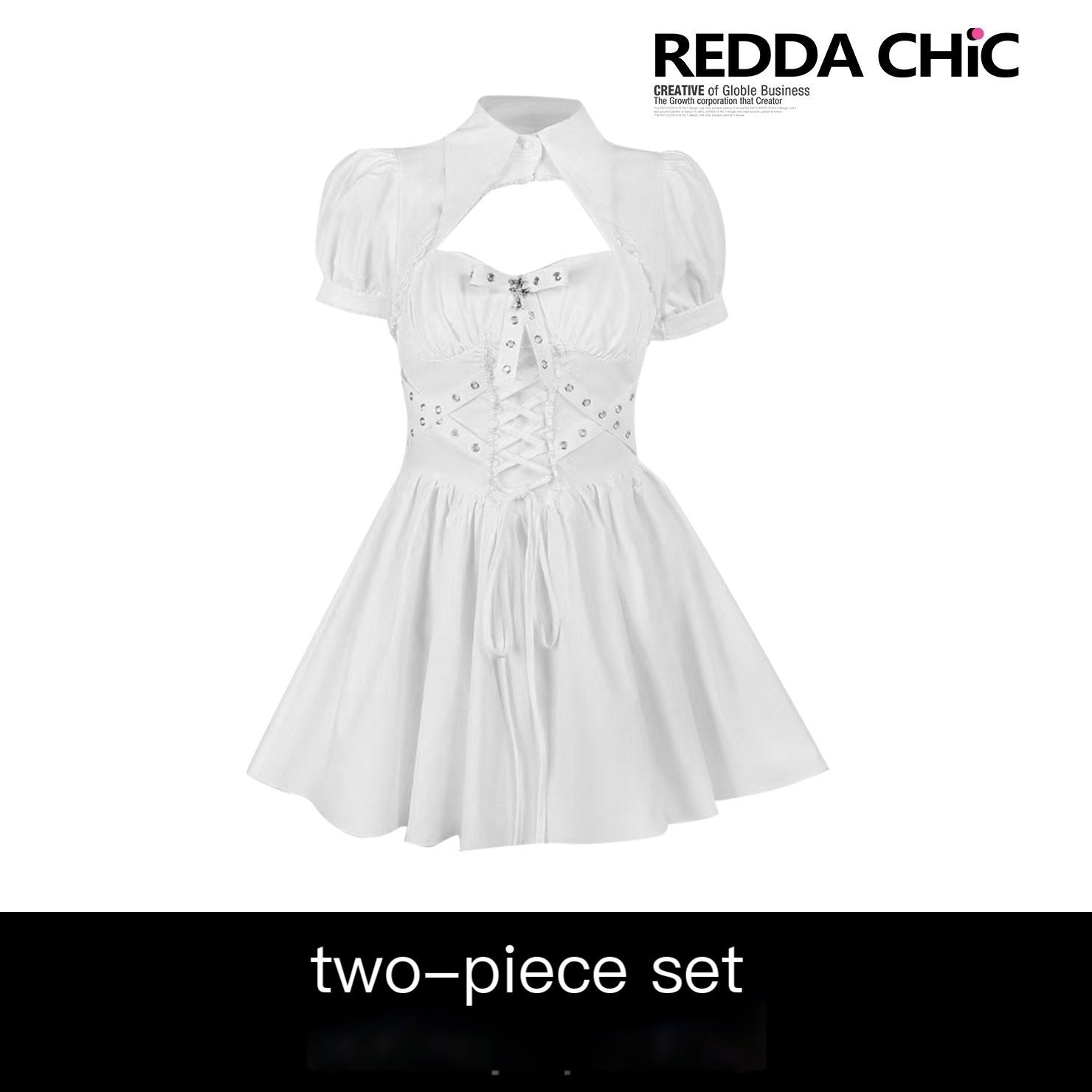 REDDACHIC_White_Gothic_Puff_Sleeve_Cinched_Waist_Shawl_Camisole_Women'S_Mini_Dresses_MISSTT