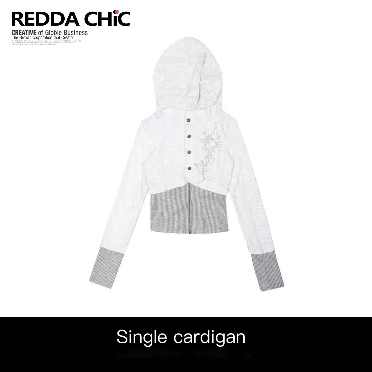 REDDACHIC_White_Grey_Patchwork_Striped_Slim_Zip_Hooded_Cross_Print_Women'S_Hoodies_MISSTT