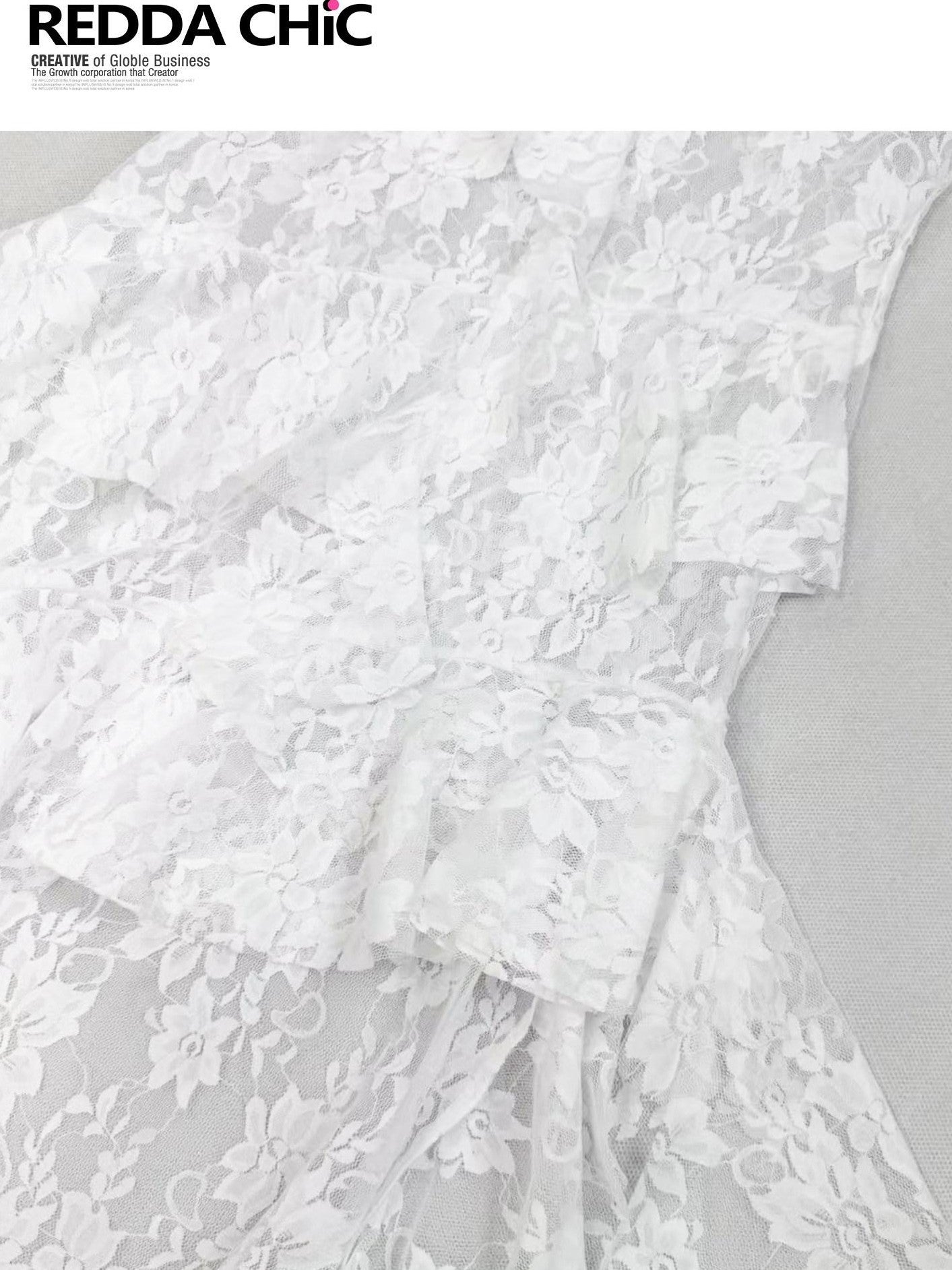 REDDACHIC White Lace Cutout V-neck Irregular Ruffle Women'S Lace Cotton Slip Midi Dresses