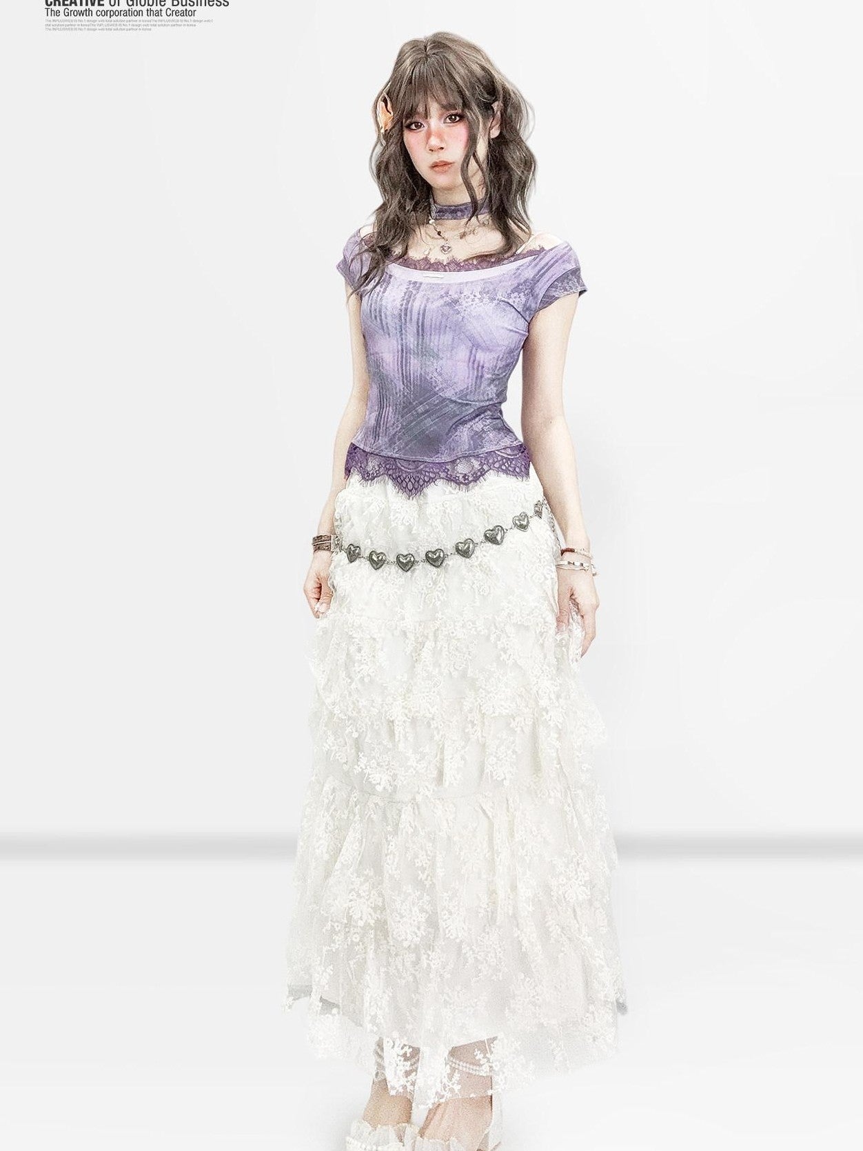 REDDACHIC White Lace Patchwork Tiered A Line High Waist Midi Women'S Lace Maxi Skirts