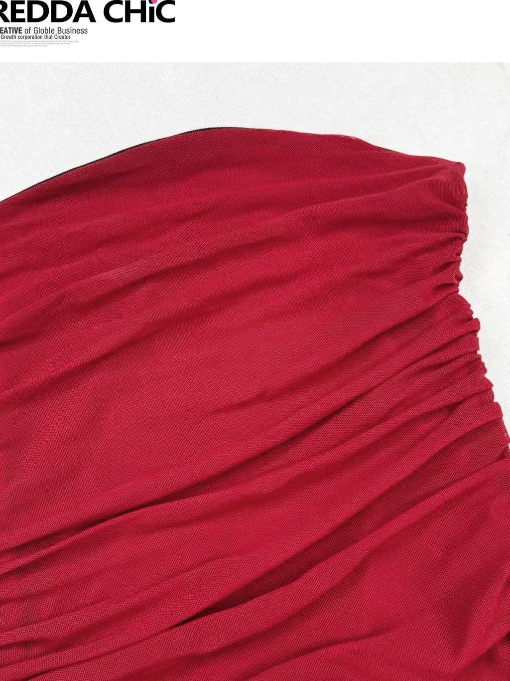 REDDACHIC Wine Red Irregular Ruffle Bustier Waist Cinching Women'S Strapless Midi Dresses