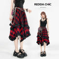 REDDACHIC_Wine_Red_Patchwork_Plaid_Irregular_Gothic_Punk_Rococo_Women'S_Midi_Skirts_MISSTT
