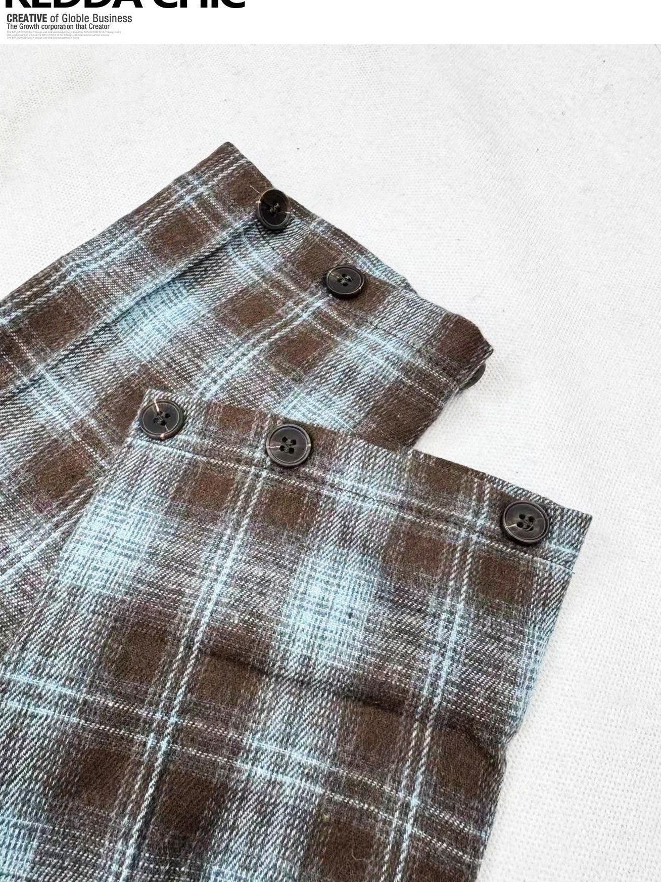 REDDACHIC Y2K Blue Plaid Shirt Sleeve Top Black Vest Bodycon Women'S Top & Skirt Sets