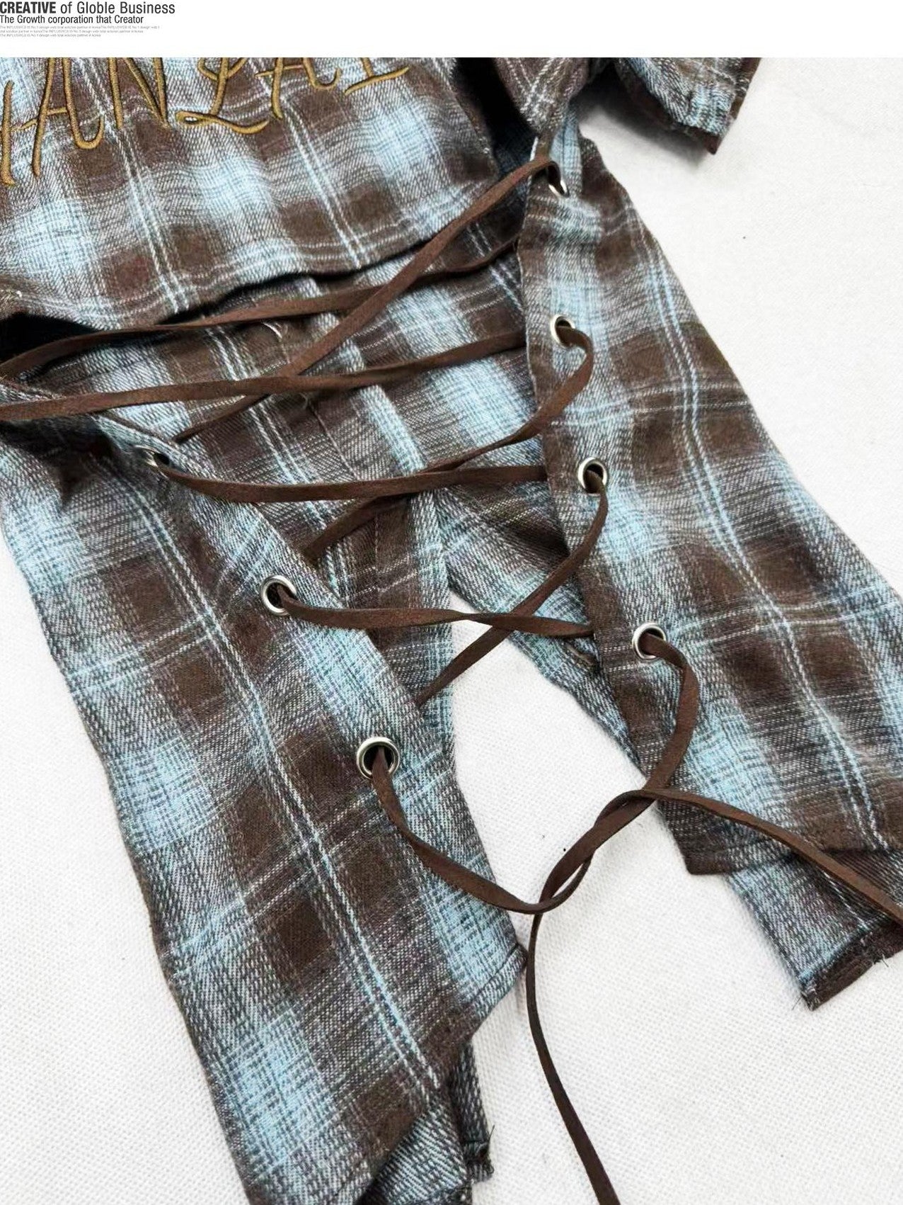 REDDACHIC Y2K Blue Plaid Shirt Sleeve Top Black Vest Bodycon Women'S Top & Skirt Sets