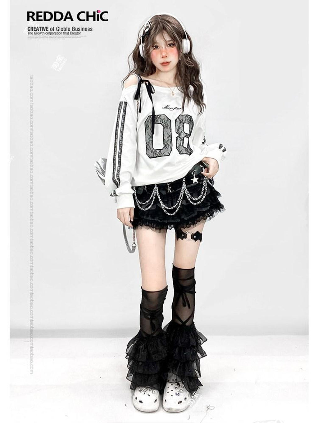 REDDACHIC Y2K Layered Lace Tiered Puffy High Waist Women'S Black Mini Skirts