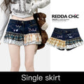 REDDACHIC_Y2K_Plaid_Patchwork_Contrast_Low_Waist_A_Line_Women'S_Denim_Mini_Skirts_MISSTT