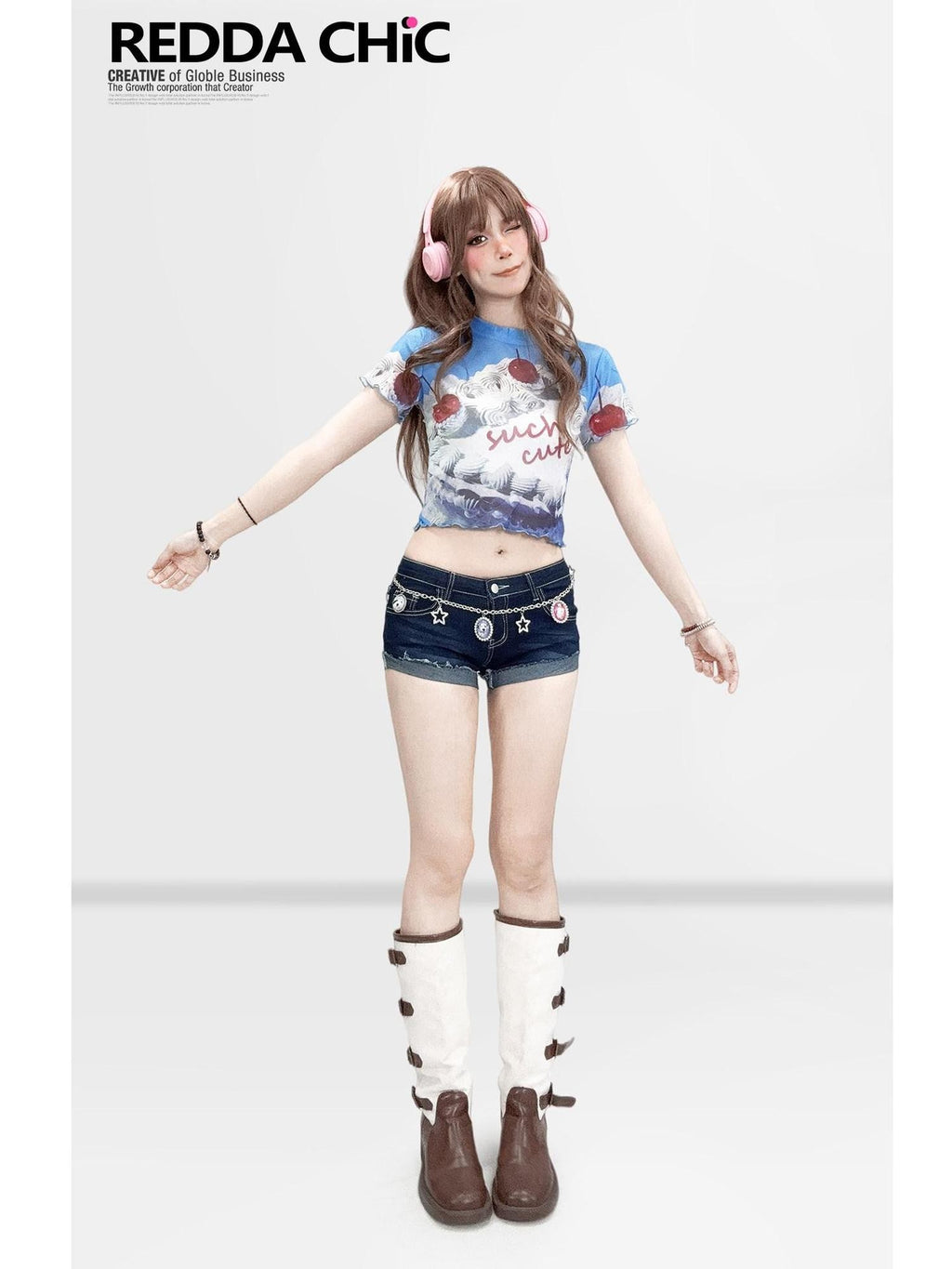REDDACHIC Y2K Retro Low Rise Ultra Short Slim Straight Women'S Denim Shorts