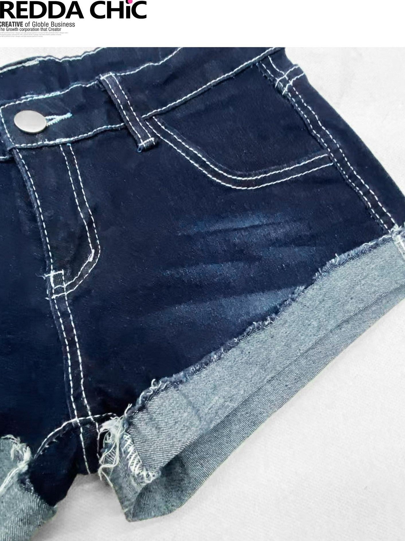 REDDACHIC Y2K Retro Low Rise Ultra Short Slim Straight Women'S Denim Shorts