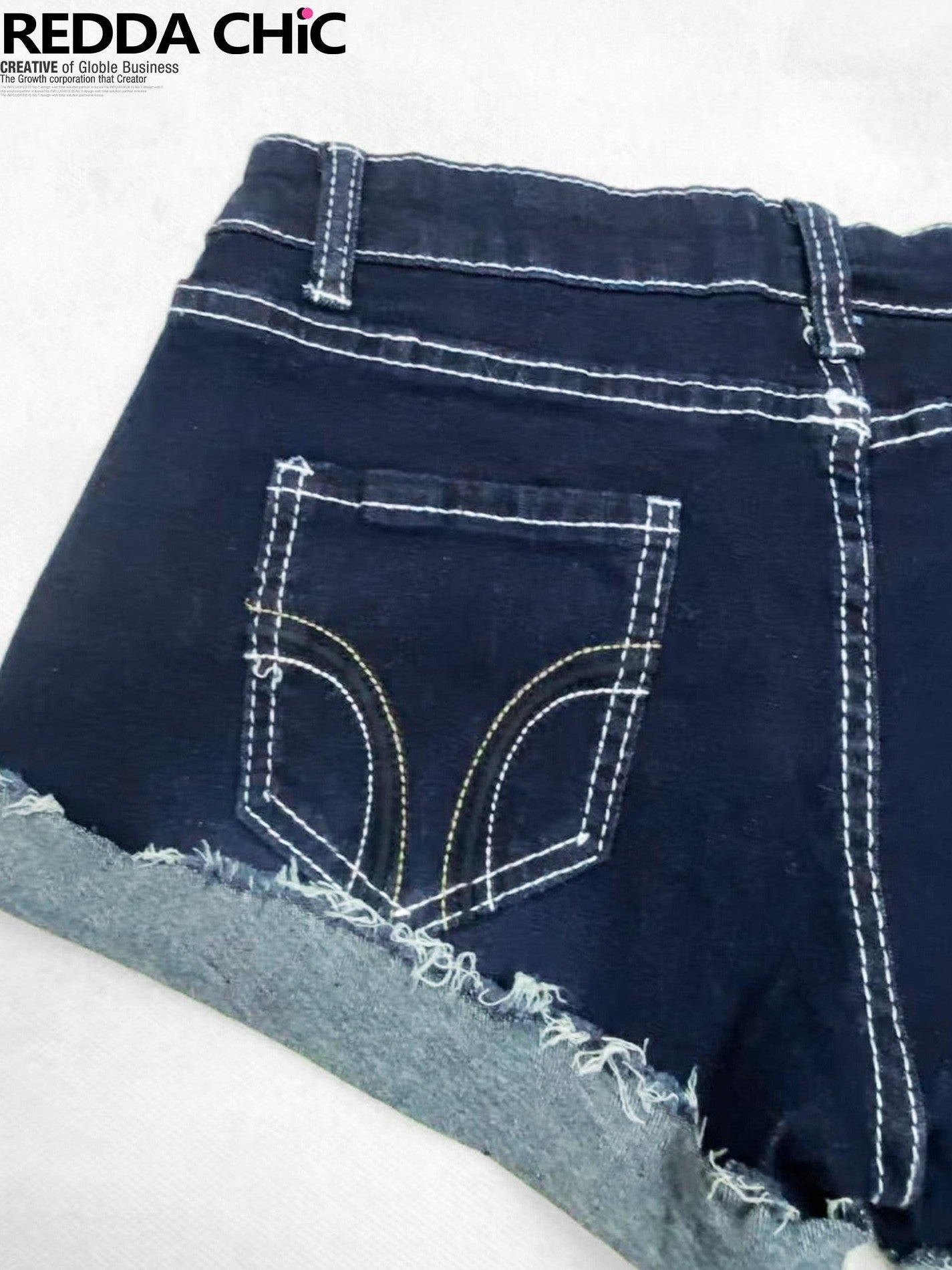REDDACHIC Y2K Retro Low Rise Ultra Short Slim Straight Women'S Denim Shorts