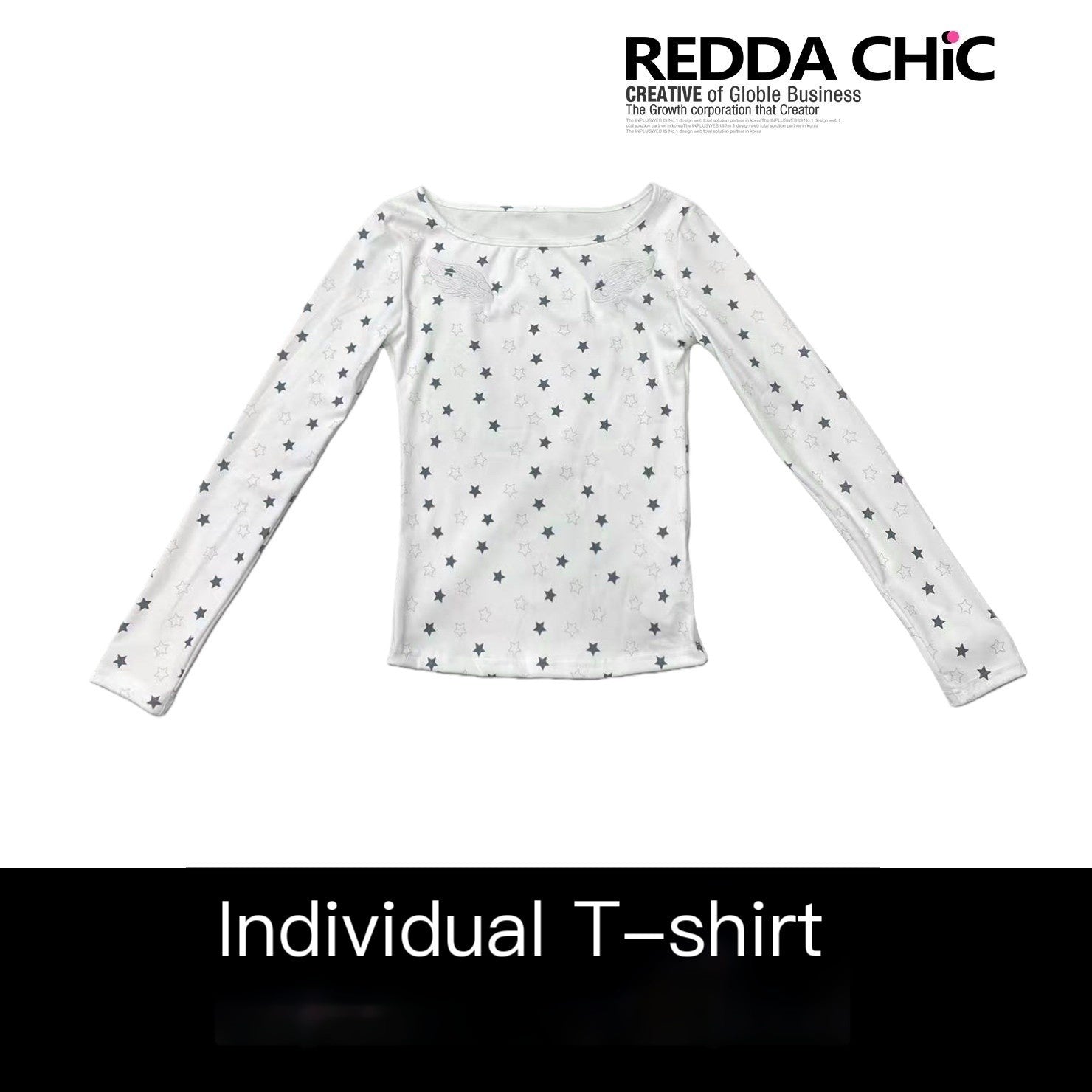 REDDACHIC_Y2K_Star_Printed_Slim_Fit_Women'S_White_Long_Sleeve_T-Shirts_MISSTT
