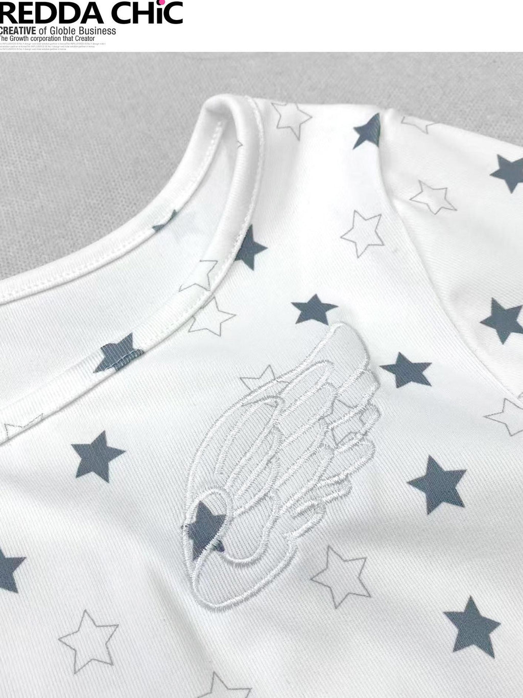 REDDACHIC Y2K Star Printed Slim Fit Women'S White Long Sleeve T-Shirts