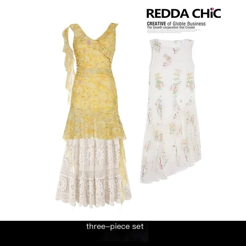 REDDACHIC_Yellow_Floral_Layered_Asymmetric_Spaghetti_Strap_Women'S_Tulle_Midi_Dresses_MISSTT