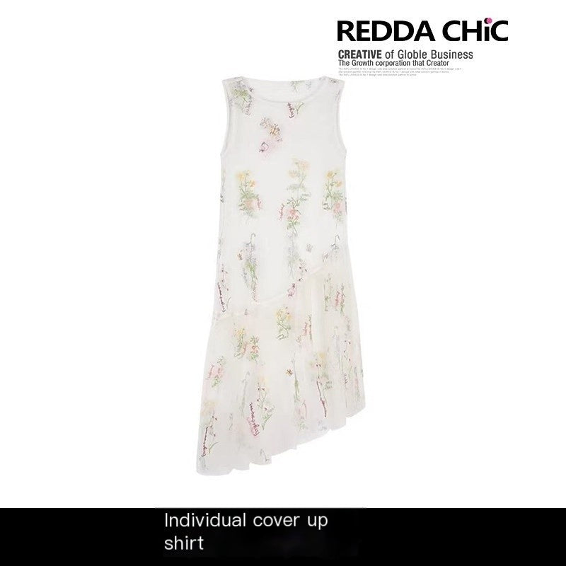 REDDACHIC_Yellow_Floral_Layered_Asymmetric_Spaghetti_Strap_Women'S_Tulle_Midi_Dresses_MISSTT