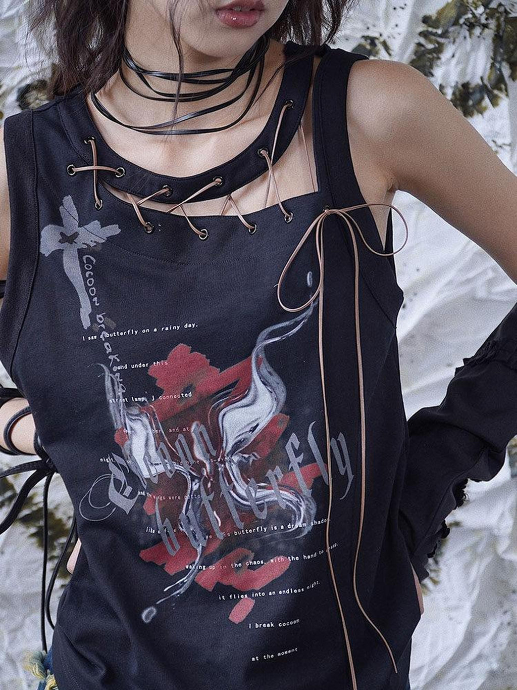 WSW 100 Percent Cotton Black Edgy Crew Neck Sleeveless Regular One Size Tank Tops