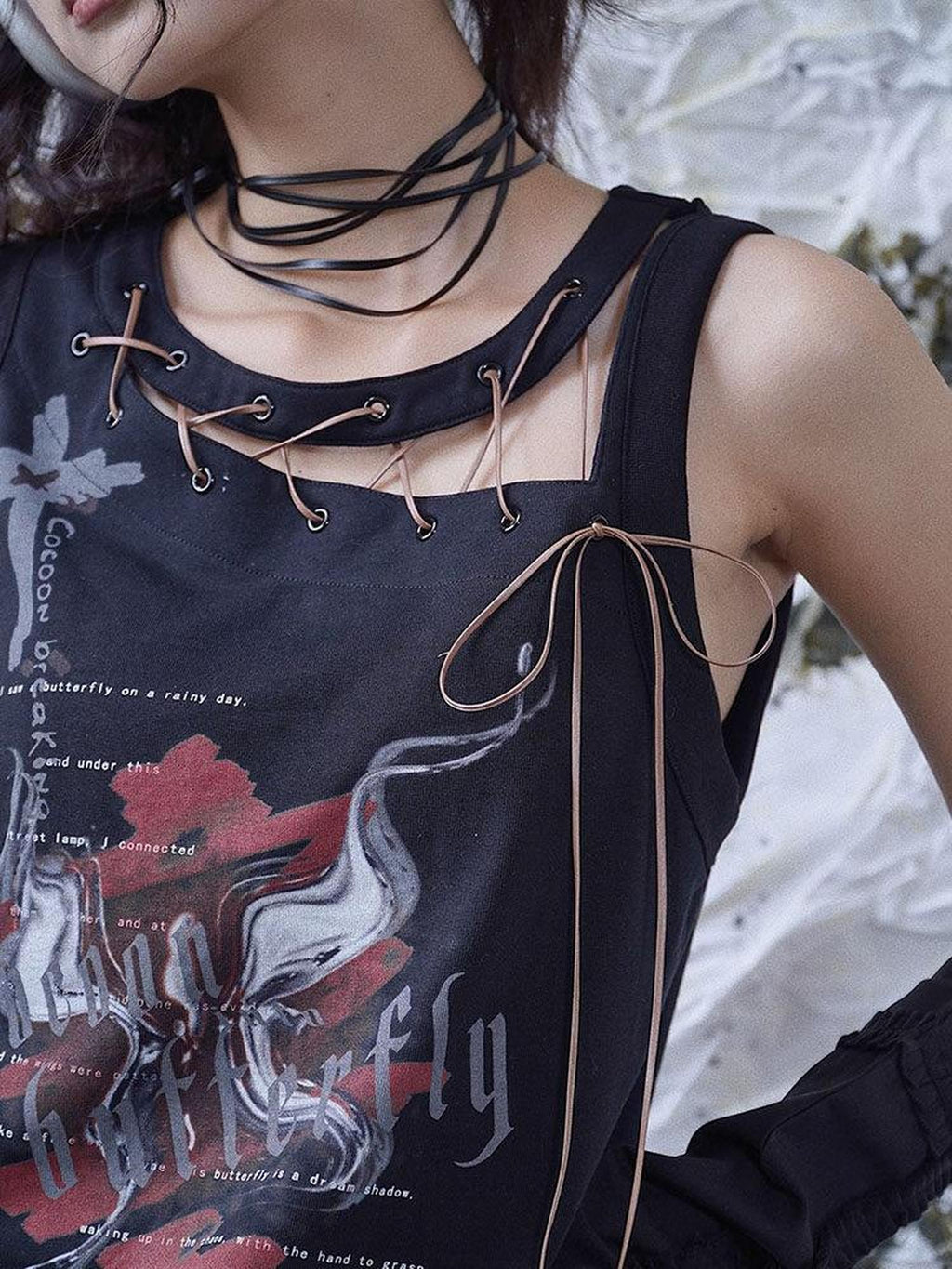 WSW 100 Percent Cotton Black Edgy Crew Neck Sleeveless Regular One Size Tank Tops