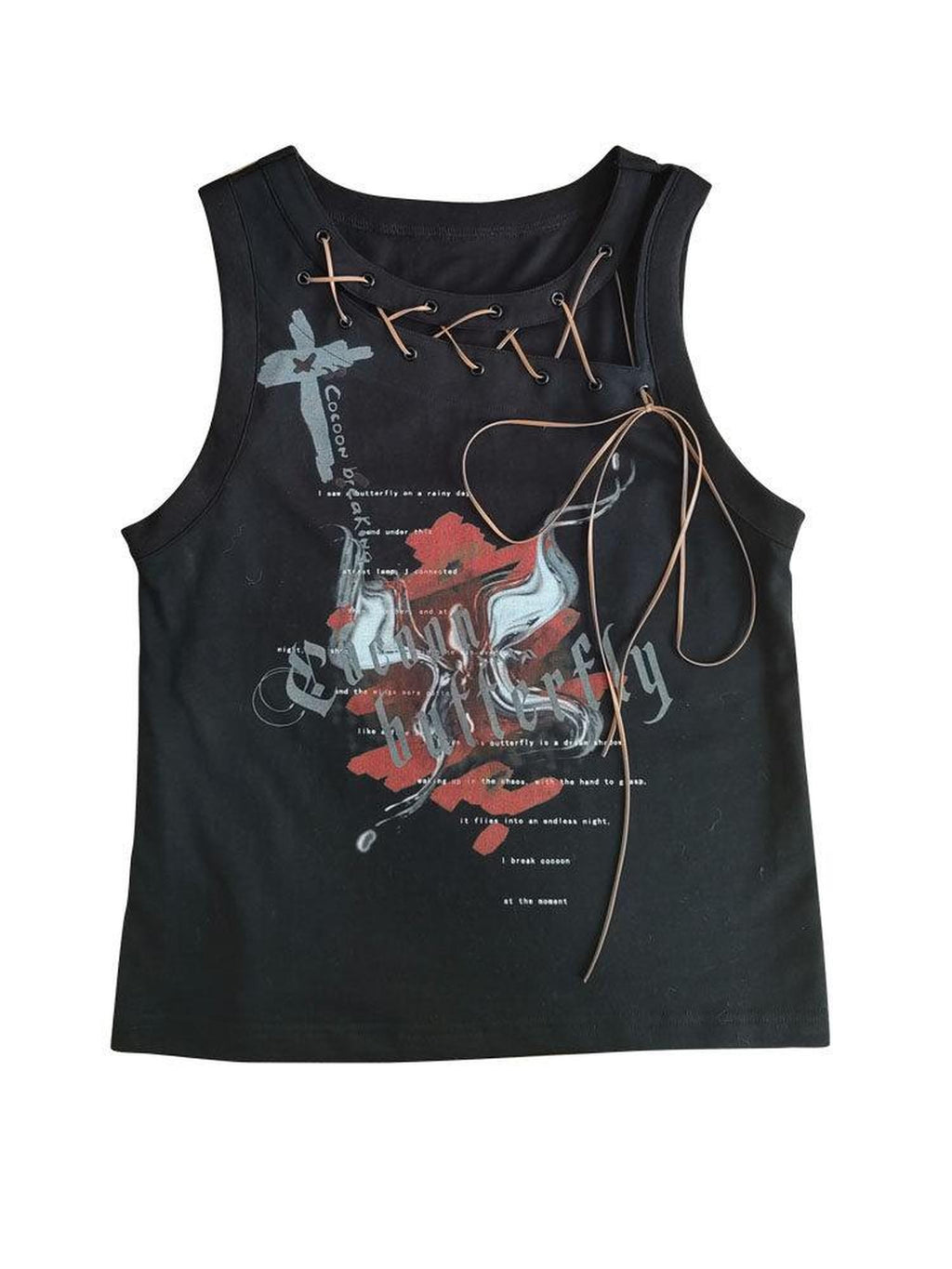 WSW 100 Percent Cotton Black Edgy Crew Neck Sleeveless Regular One Size Tank Tops