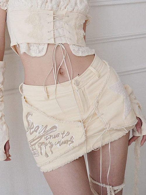 WSW 100 Percent Cotton Low Rise Fresh Bodycon Mini Casual Women Ivory Skorts
