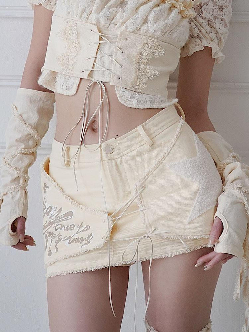 WSW 100 Percent Cotton Low Rise Fresh Bodycon Mini Casual Women Ivory Skorts