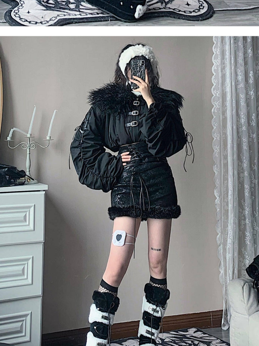 WSW Black Zippered Oversized Streetwear Long Sleeve Unique Collar Cropped Jackets