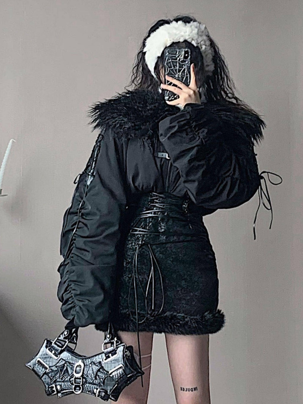 WSW Black Zippered Oversized Streetwear Long Sleeve Unique Collar Cropped Jackets