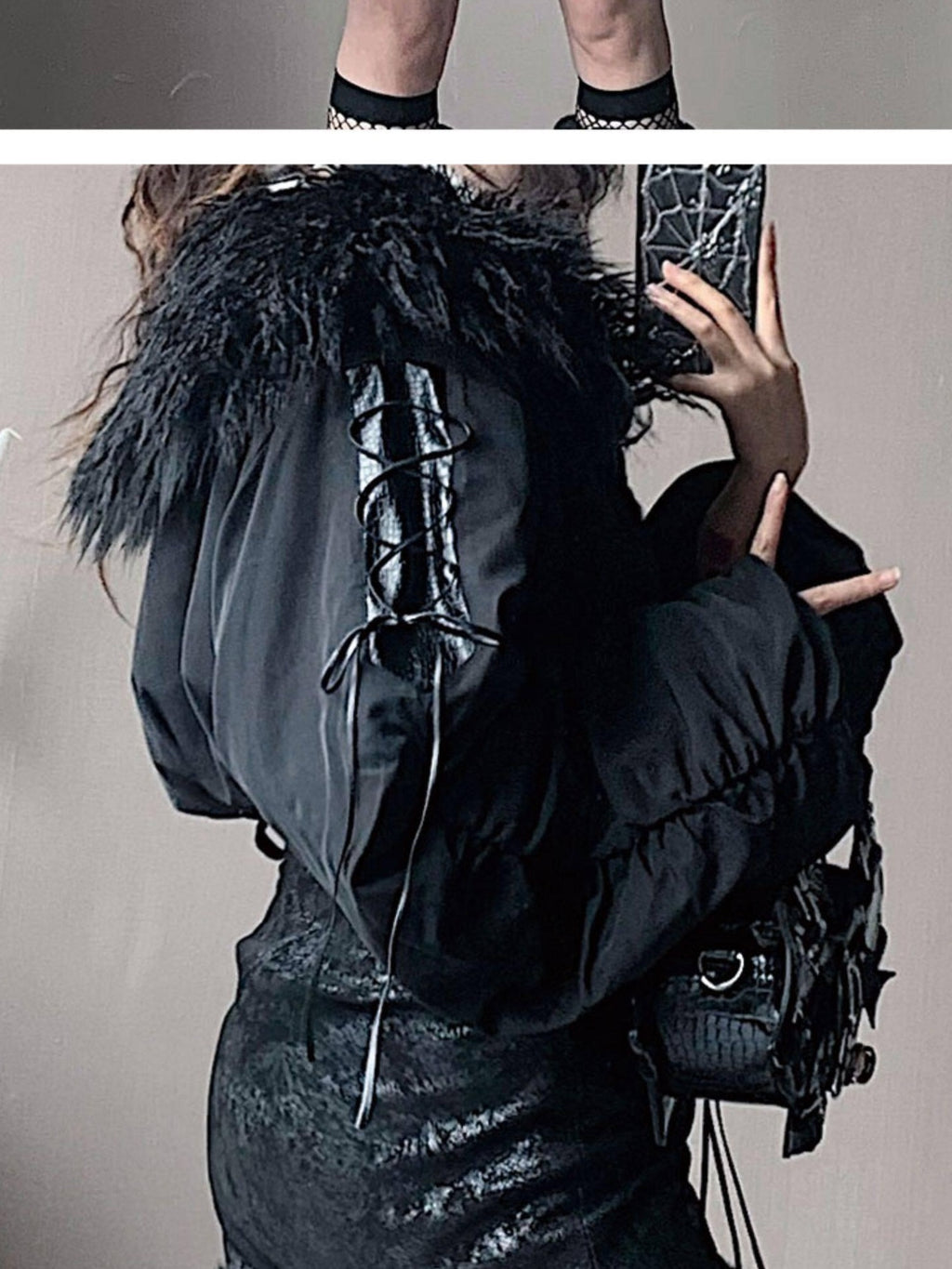 WSW Black Zippered Oversized Streetwear Long Sleeve Unique Collar Cropped Jackets