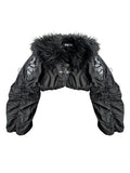 WSW Black Zippered Oversized Streetwear Long Sleeve Unique Collar Cropped Jackets