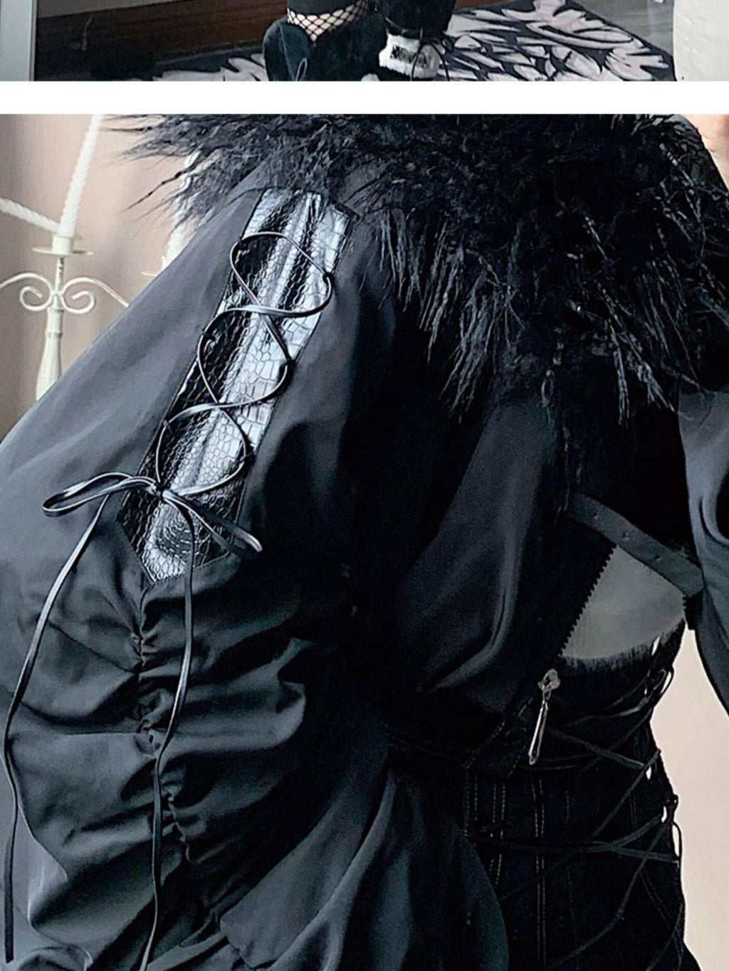 WSW Black Zippered Oversized Streetwear Long Sleeve Unique Collar Cropped Jackets