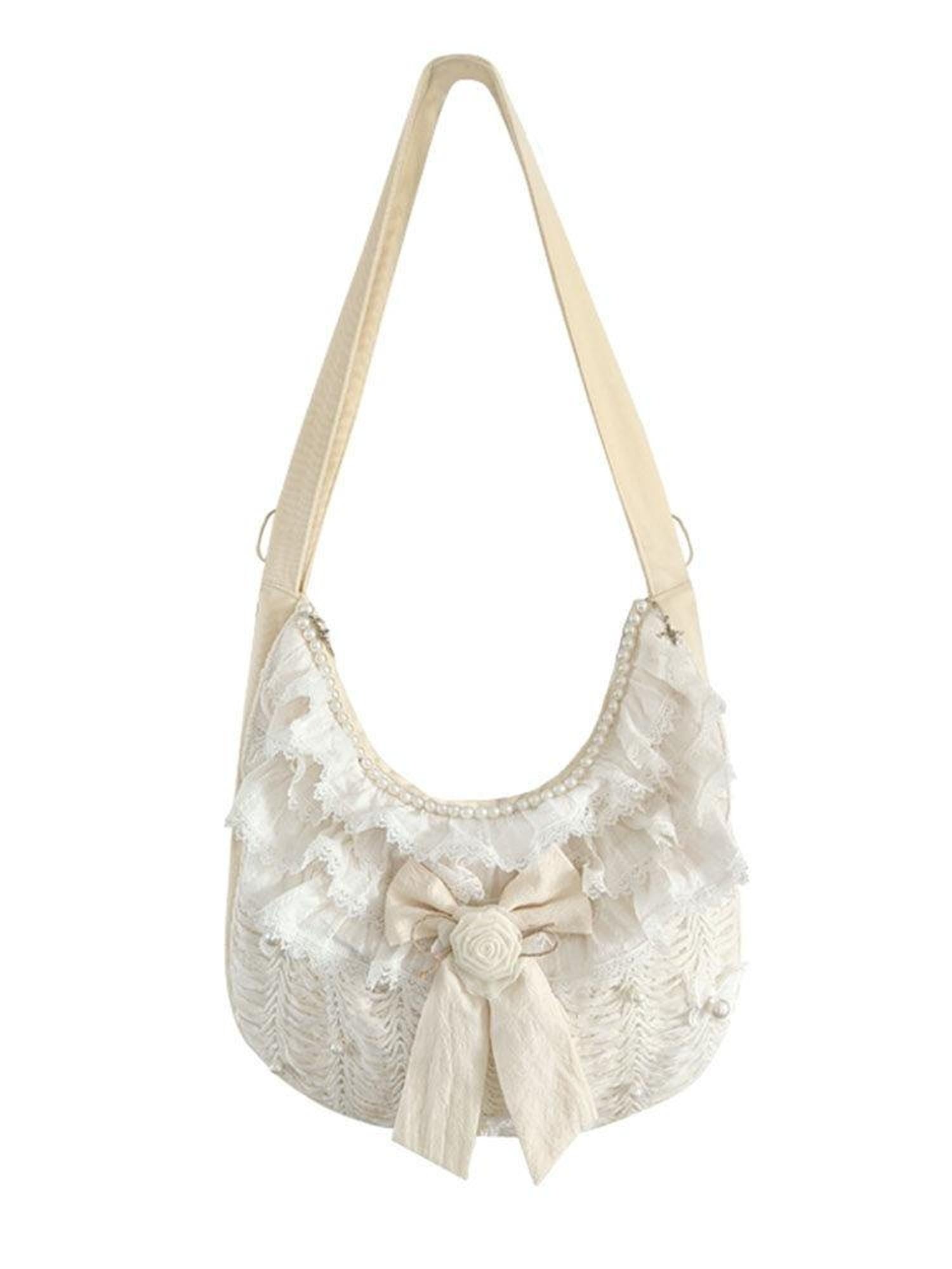 WSW Bow Accent Trendy Canvas Snap Closure Solid Beige Youth Cross Body Bags