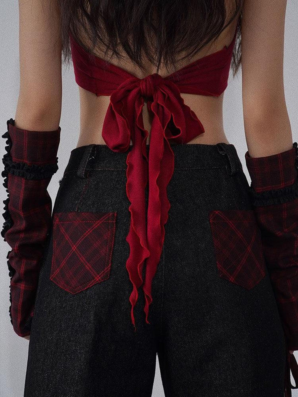 WSW Breathable Pure Cotton Halter Cropped Original Design Women Red Black Tank Tops