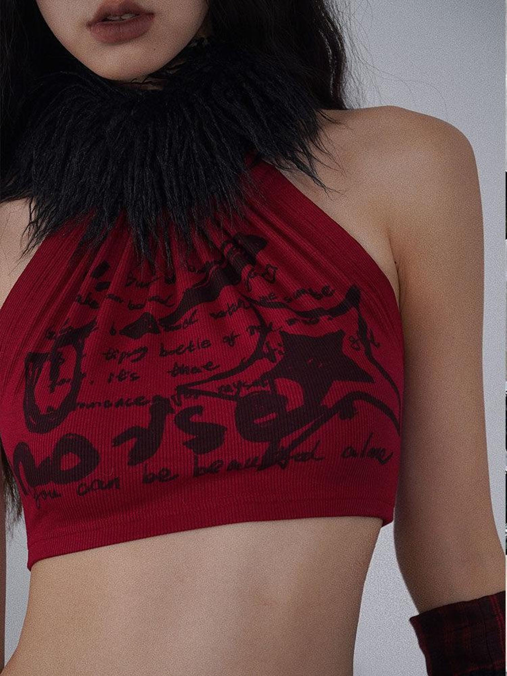 WSW Breathable Pure Cotton Halter Cropped Original Design Women Red Black Tank Tops