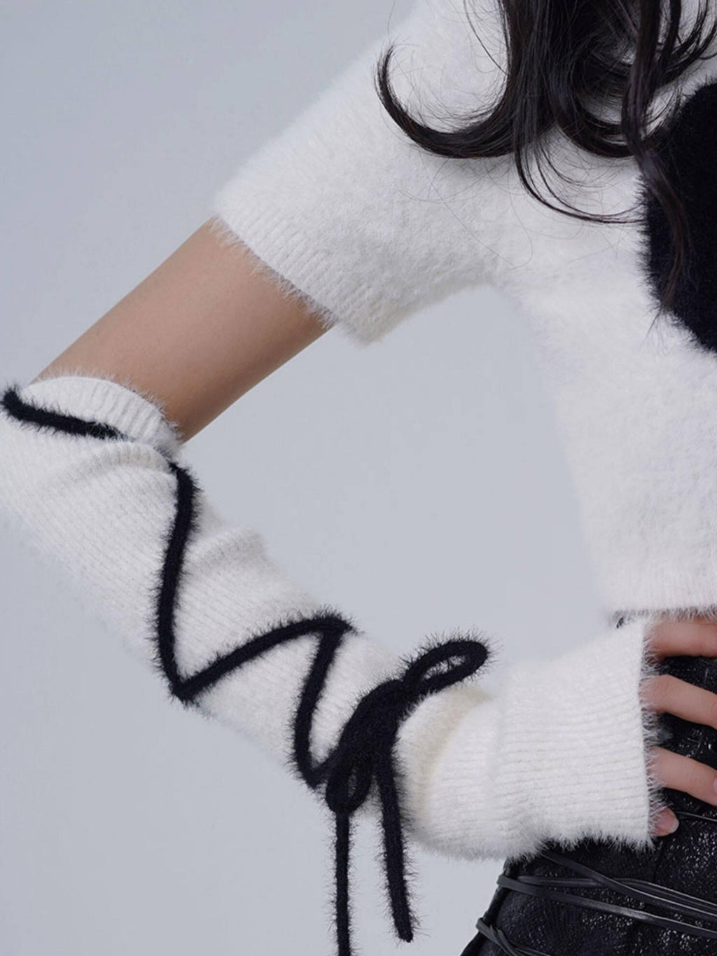 WSW Cozy Faux Wool High Neck Cropped Sweet Style Ivory Pullover Knitwear Sweaters