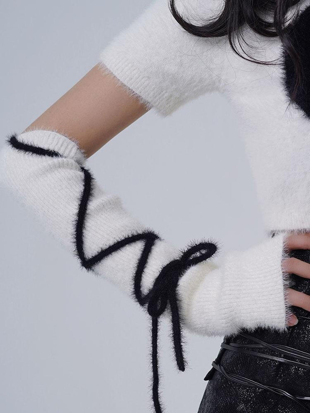 WSW Cozy Faux Wool High Neck Cropped Sweet Style Ivory Pullover Knitwear Sweaters