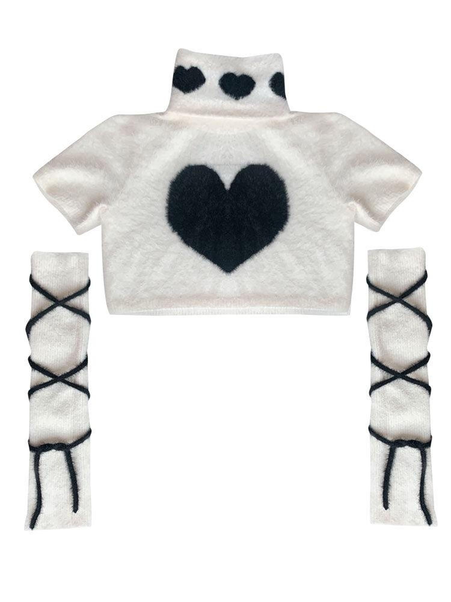 WSW Cozy Faux Wool High Neck Cropped Sweet Style Ivory Pullover Knitwear Sweaters