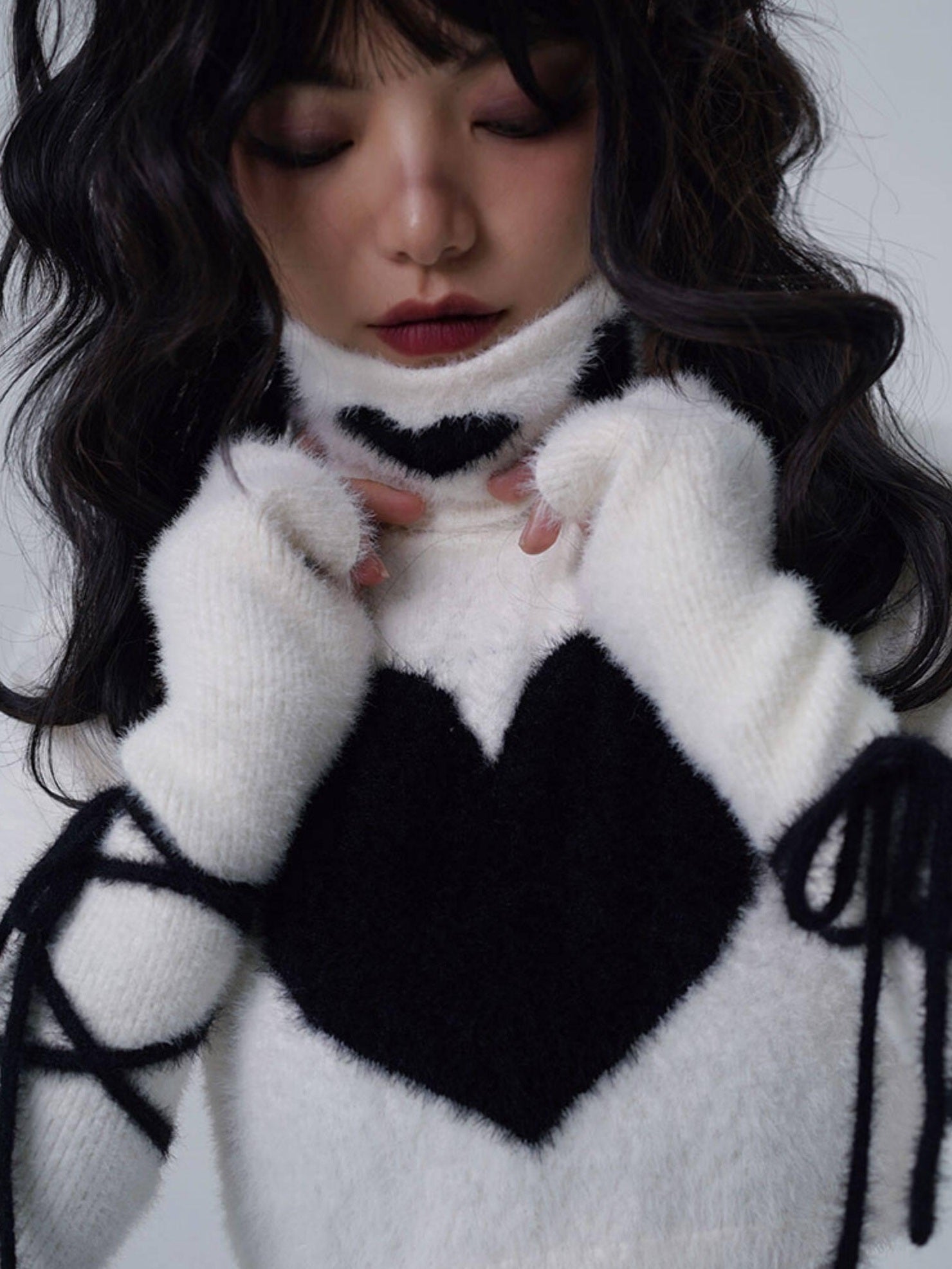 WSW Cozy Faux Wool High Neck Cropped Sweet Style Ivory Pullover Knitwear Sweaters