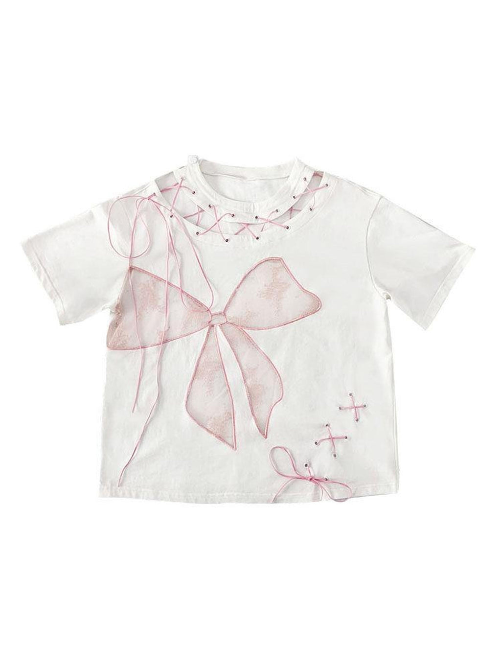 WSW Cute Embroidered Loose Women 100% Cotton Round Neck White Short Sleeve T-Shirts