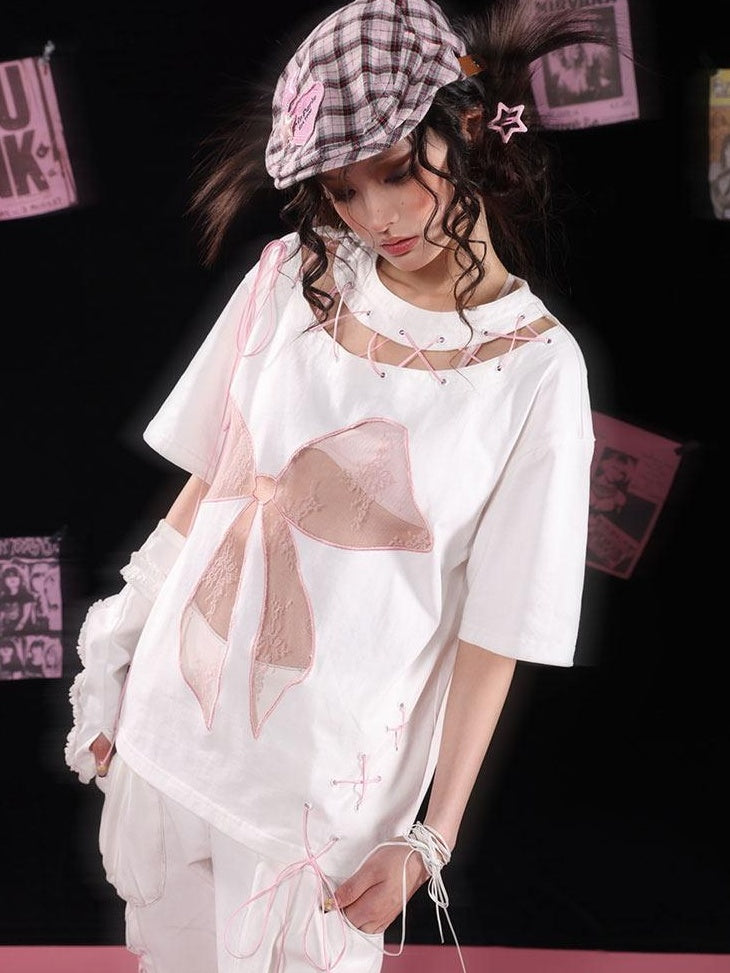 WSW Cute Embroidered Loose Women 100% Cotton Round Neck White Short Sleeve T-Shirts